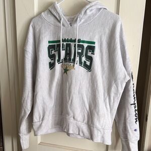 Champion Gray Hoodie with Green and Gold Dallas Stars Logo